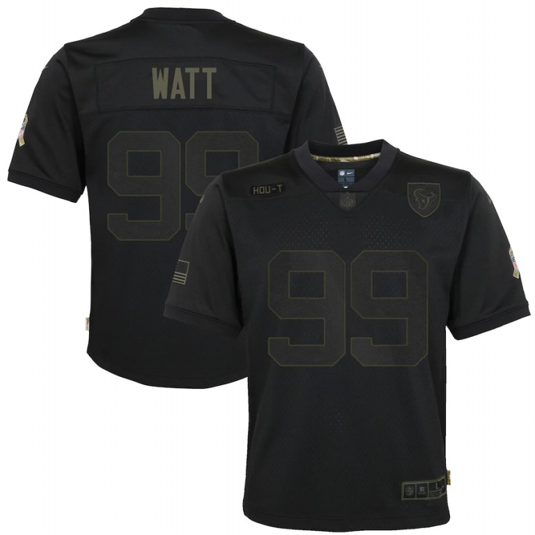 NFL Houston Texans #99 J.J. Watt Nike Youth 2020 Salute to Service Game  Black jerseys